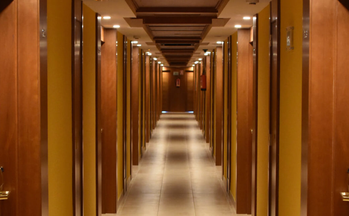 yellow hotel corridor