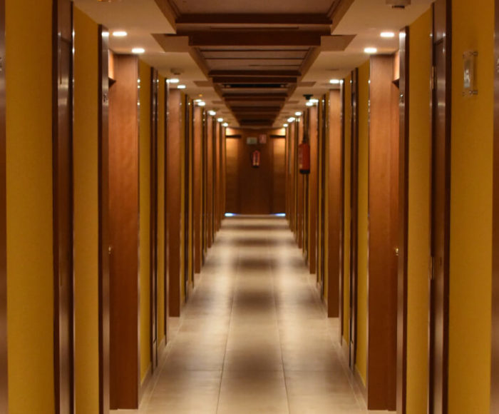 yellow hotel corridor