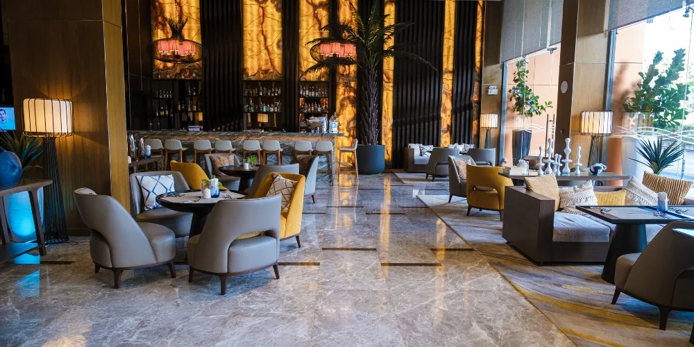 Hotel lobby and bar